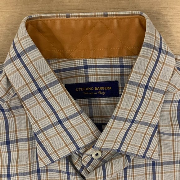 Stefano Barbera Size M Long Sleeve Dress Shirt Made In Italy Plaid - Picture 4 of 9